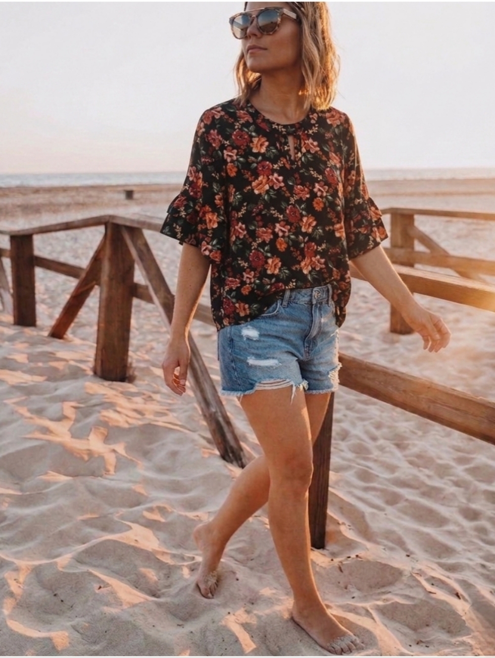 🌿Urban Romantics Urban Outfitters Womens Medium Fall Autumn Flounce Top - Picture 13 of 15